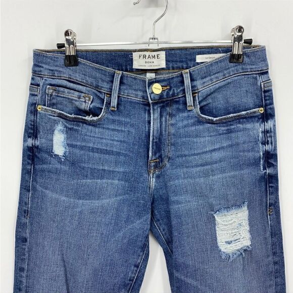 Frame Le Garcon Distressed Skinny Ankle
Jeans in Dunmore Wash Celeb Favorite - Picture 15 of 16